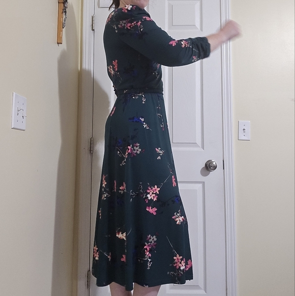 Eliza J Green Floral Midi Dress Spring Wedding Flowy - Picture 7 of 7